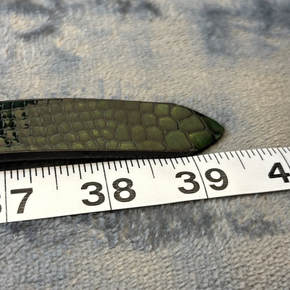 Silver Green Leather‎ Belt Reversible Snakeskin Embossed Reptile M NWT - Picture 13 of 16